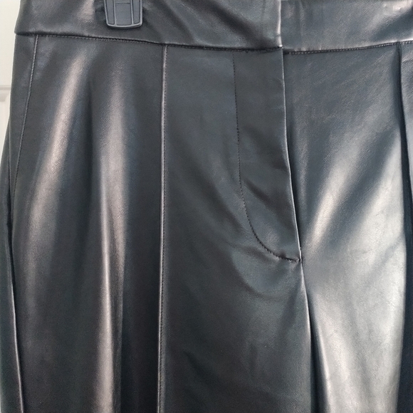 Nine West Black Faux Leather Wide Leg Pants 10 - Picture 8 of 11